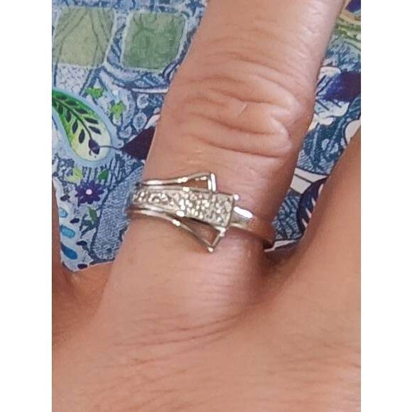 New~Beautiful Round Double Row Sim Diamond Wrap Around Ring Sz 8~925 SS~Sz 8 - Picture 3 of 3